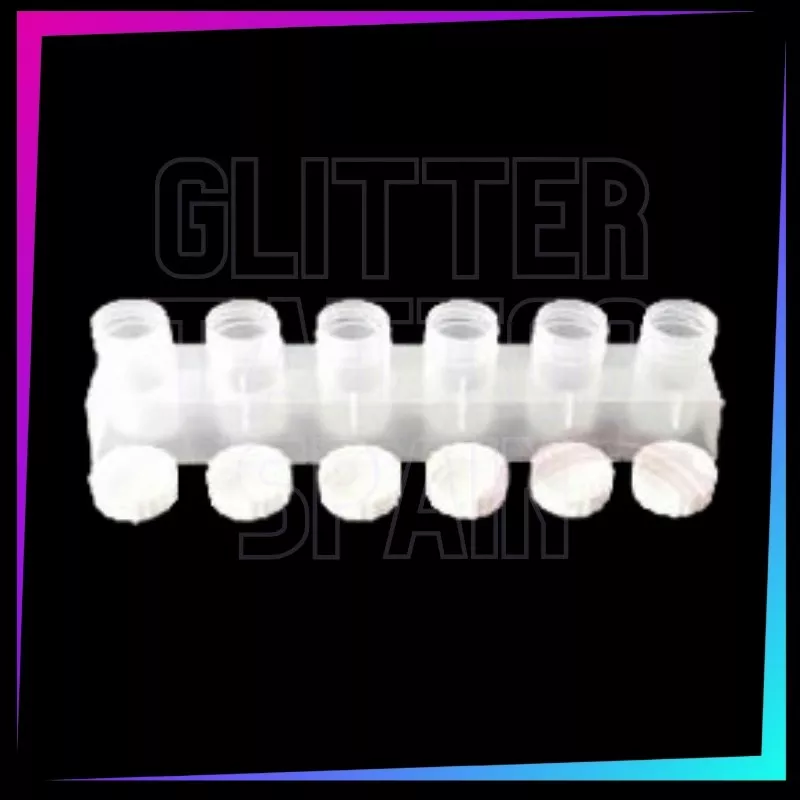 6 Connected Jars with Screw Caps | Glitter Accessories | Glitter Tattoo Spain