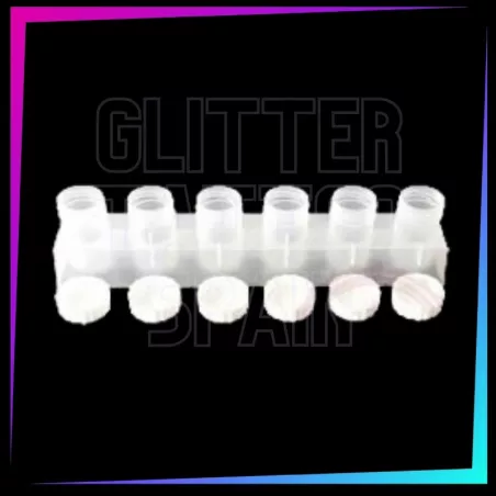 6 Connected Jars with Screw Caps | Glitter Accessories | Glitter Tattoo Spain