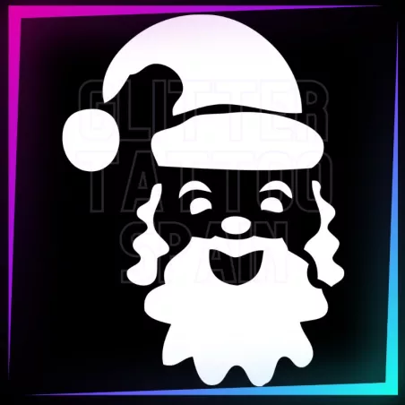 Plantilla tatuaje – Cara Papá Noel 6 cm