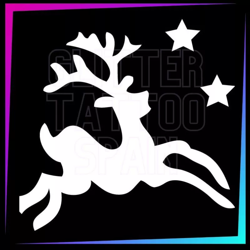 Plantilla tatuaje – Reno Rudolf 5,5 cm