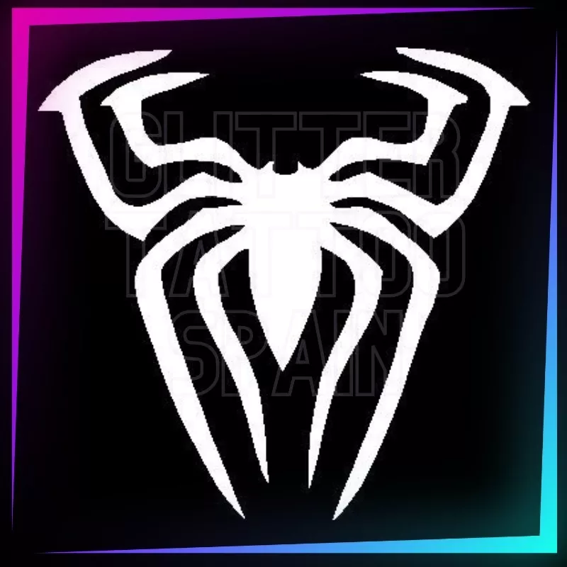 Spiderman spider stencil, 5 cm high, for temporary tattoos using glitter, body paint, airbrush and henna.