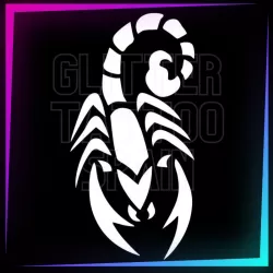Large scorpion stencil, 12 cm tall, for temporary tattoos using glitter, body paint, airbrush and henna.