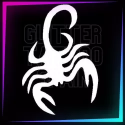 Pochoir de scorpion de 5,5 cm pour tatouages temporaires à la paillette, peinture corporelle, aérographe et henné.