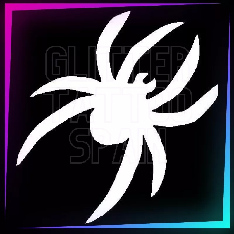 Small spider stencil, 4.5 cm tall, for temporary tattoos using glitter, body paint, airbrush and henna.