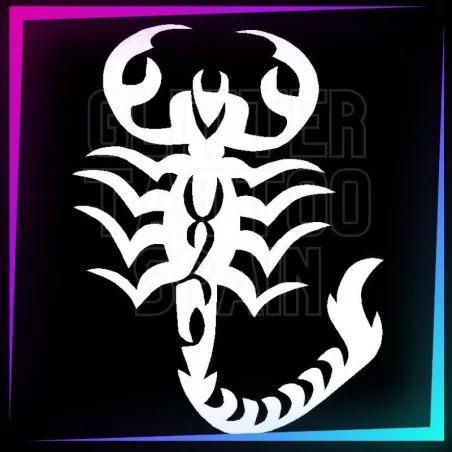 Scorpion stencil, 6,5 cm tall, for temporary tattoos using glitter, body paint, airbrush and henna.