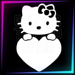 Plantilla Kitty Corazón de 7 cm para tatuajes temporales de purpurina, pintura corporal, aerógrafo y henna.