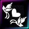 Love Doves stencil, 6 cm tall, for temporary tattoos using glitter, body paint, airbrush and henna.