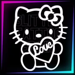 Pochoir Kitty Love de 7,5 cm de hauteur pour tatouages temporaires à la paillette, peinture corporelle, aérographe et henné.