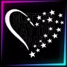 Plantilla de corazón con estrellas de 5,5 cm de alto para tatuajes temporales de purpurina, pintura corporal, aerógrafo y henna.