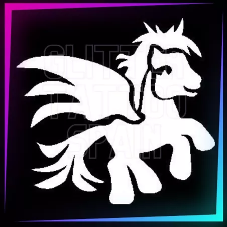 Plantilla Mi pequeño unicornio de 6 cm de alto para tatuajes temporales de purpurina, pintura corporal, aerógrafo y henna.