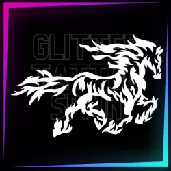 Flaming horse stencil, 6 cm tall, for temporary tattoos using glitter, body paint, airbrush and henna.