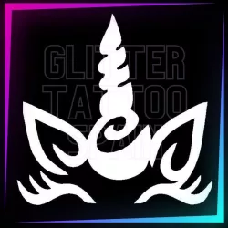 Cuerno de unicornio 6 cm alto | Plantilla 3 capas tatuajes temporales