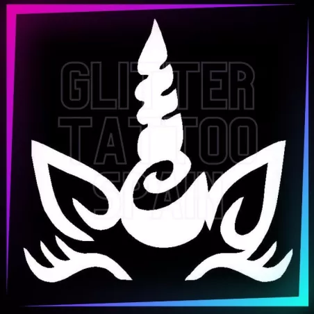 Cuerno de unicornio 6 cm alto | Plantilla 3 capas tatuajes temporales