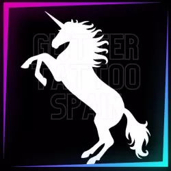 Pochoir  licorne de 6 cm de hauteur pour tatouages temporaires à la paillette,