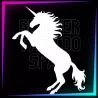 Plantilla  unicornio de 6 cm de alto para tatuajes temporales de purpurina, pintura corporal, aerógrafo y henna.