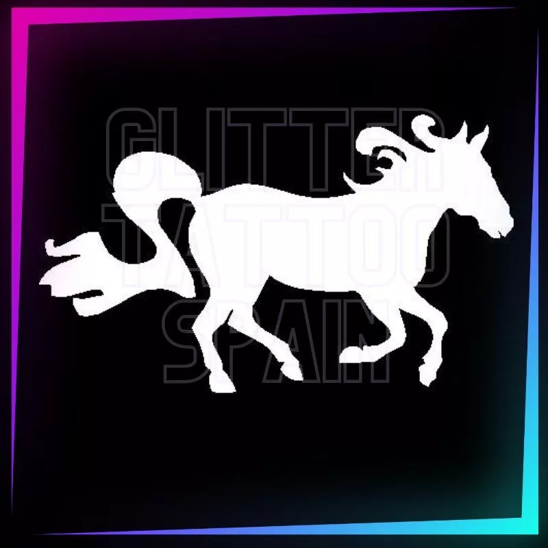 Horse stencil, 5 cm tall, for temporary tattoos using glitter, body paint, airbrush and henna.