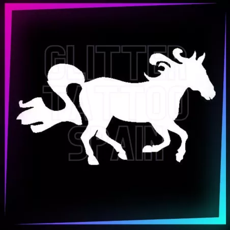 Horse stencil, 5 cm tall, for temporary tattoos using glitter, body paint, airbrush and henna.