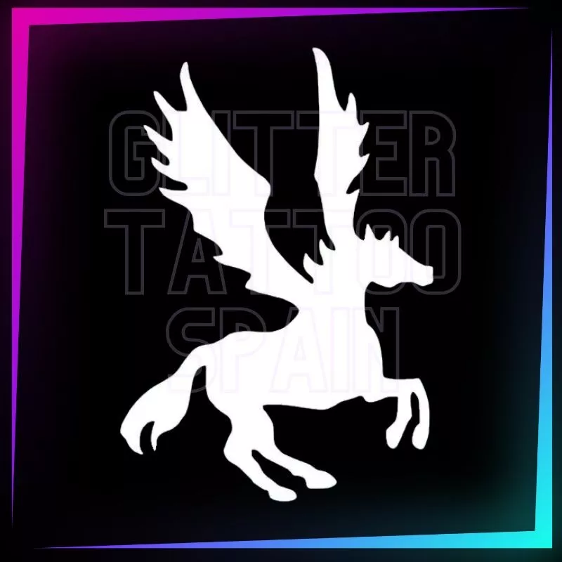 Pegasus stencil, 7 cm tall, for temporary tattoos using glitter, body paint, airbrush and henna.