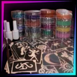 Kit professionnel grand de tatouages pailletés avec 450 pochoirs, paillettes