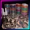 Kit professionnel grand de tatouages pailletés avec 450 pochoirs, paillettes