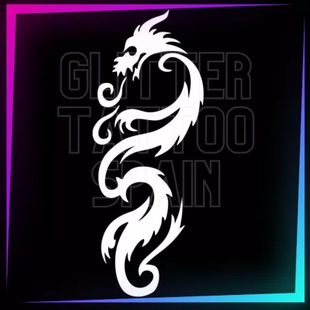 Large Dragon stencil, 14 cm tall, for temporary tattoos using glitter, body paint, airbrush and henna.