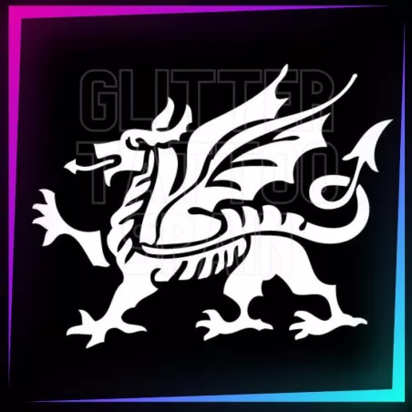 Medium Dragon stencil, 7 × 8.5 cm, for temporary tattoos using glitter, body paint, airbrush and henna.