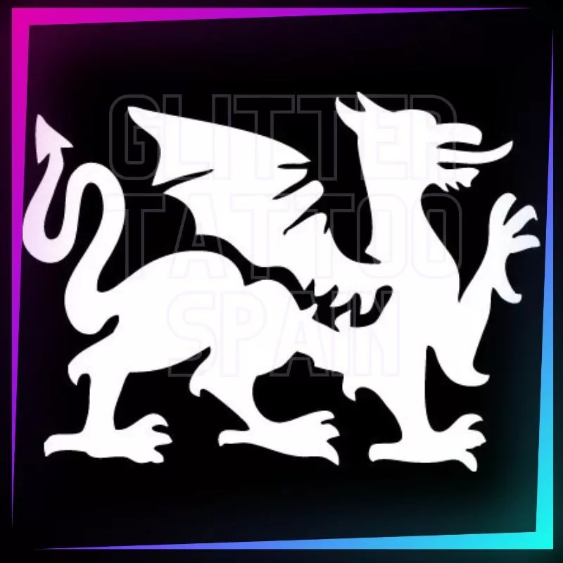 Pochoir Dragon du pays de Galles de 8,2 × 11,2 cm pour tatouages temporaires à la paillette, peinture corporelle, aérographe