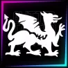 Welsh Dragon stencil, 8.2 × 11.2 cm, for temporary tattoos using glitter, body paint, airbrush and henna.