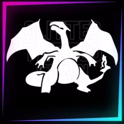 Pochoir Charizard de 5,2 cm de hauteur pour tatouages temporaires à la paillette, peinture corporelle, aérographe et henné.