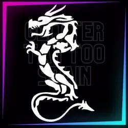 Pochoir Petit dragon de 6 × 3,5 cm pour tatouages temporaires à la paillette, peinture corporelle, aérographe et henné.