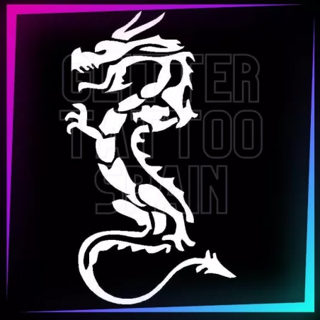 Small Dragon stencil, 6 × 3.5 cm, for temporary tattoos using glitter, body paint, airbrush and henna.