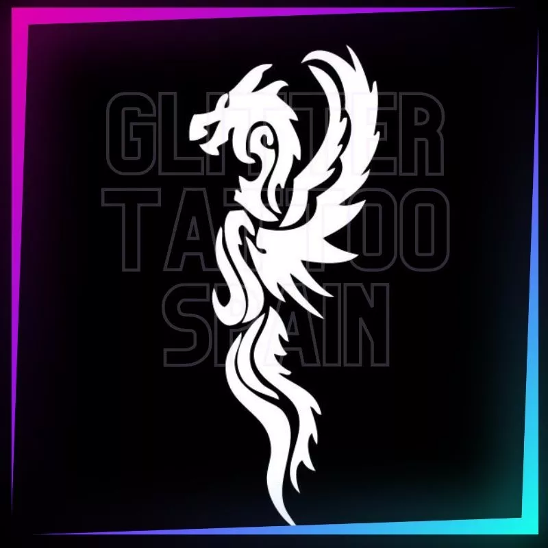 Winged Dragon stencil, 10 × 4.5 cm, for temporary tattoos using glitter, body paint, airbrush and henna.