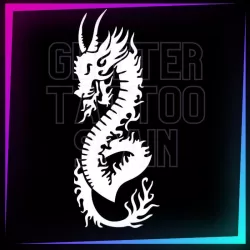 Dragon Flames stencil, 12 × 4.5 cm, for temporary tattoos using glitter, body paint, airbrush and henna.