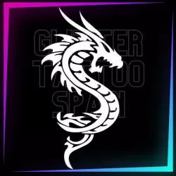 Plantilla D11 Dragón de 9,5 × 5 cm para tatuajes temporales de purpurina, pintura corporal, aerógrafo y henna.