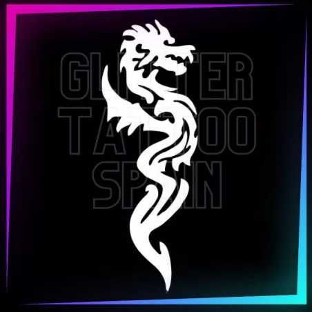 Small Dragon stencil, 8.4 cm tall, for temporary tattoos using glitter, body paint, airbrush and henna.