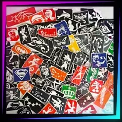 Pack de 200 plantillas variadas para tatuajes temporales de purpurina, pintura corporal, aerógrafo y henna.