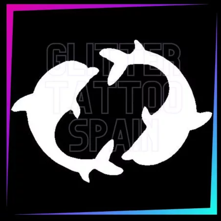 Plantilla Dolphin circle de 4 cm de alto para tatuajes temporales de purpurina, pintura corporal, aerógrafo y henna.