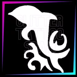 Dolphin wave 6 cm tall | 3-layer stencil for temporary tattoos