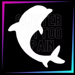 Baby Dolphin 3.8 cm tall design for temporary tattoos using glitter, body paint, airbrush and henna.