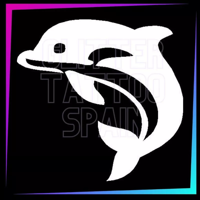 Plantilla de delfin de 4,5 cm de alto para tatuajes temporales de purpurina, pintura corporal, aerógrafo y henna.
