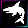 Shark 5.5 cm tall design for temporary tattoos using glitter, body paint, airbrush and henna.