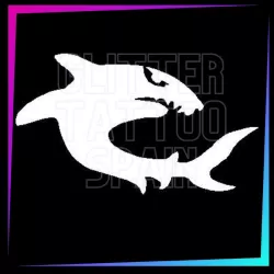 Shark 3.5 x 5.5 cm design for temporary tattoos using glitter, body paint, airbrush and henna.