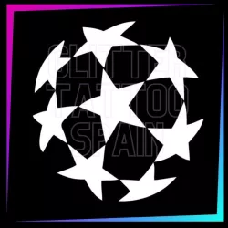Plantilla pelota uefa 5 x 5 cm para tatuajes temporales de purpurina, pintura corporal, aerógrafo y henna.