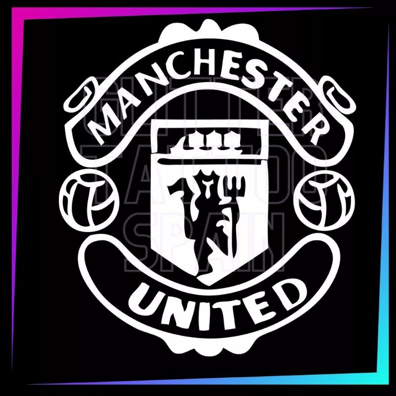 Plantilla Manchester United 7 x 5,5 cm para tatuajes temporales de purpurina, pintura corporal, aerógrafo y henna.