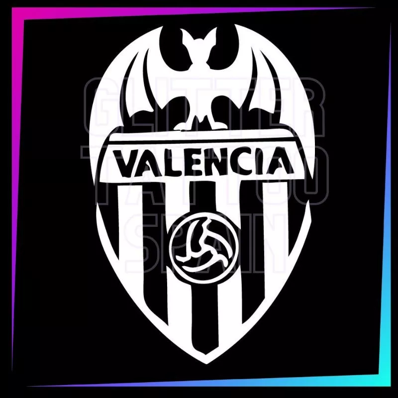 Plantilla Valencia 8 x 5 cm para tatuajes temporales de purpurina, pintura corporal, aerógrafo y henna.
