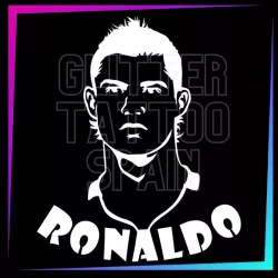 Plantilla Ronaldo 8,5 cm de alto para tatuajes temporales de purpurina, pintura corporal, aerógrafo y henna.