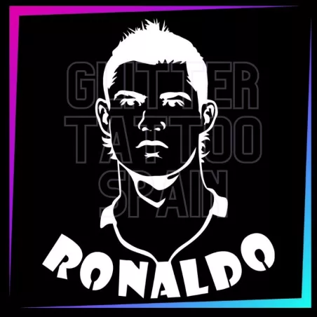 Plantilla Ronaldo 8,5 cm de alto para tatuajes temporales de purpurina, pintura corporal, aerógrafo y henna.