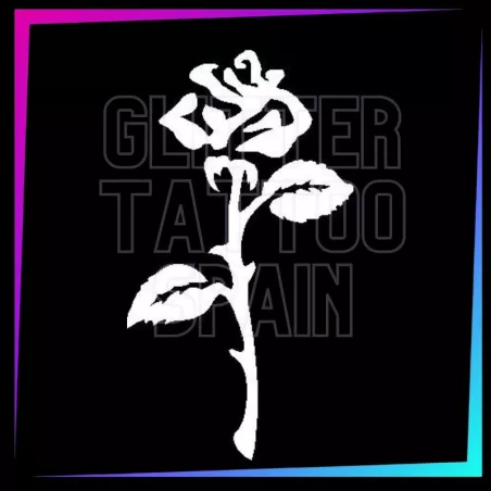 Rose 7 cm tall design for temporary tattoos using glitter, body paint, airbrush and henna.