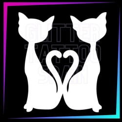 Plantilla 2 Gatitos 5,5 cm de alto para tatuajes temporales de purpurina, pintura corporal, aerógrafo y henna.