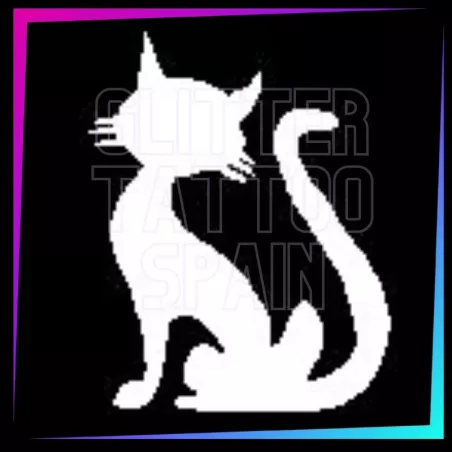 Plantilla Gato 5,5 cm de alto para tatuajes temporales de purpurina, pintura corporal, aerógrafo y henna.
